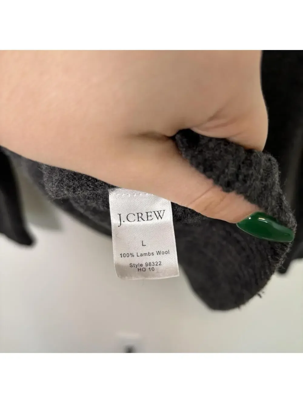 J. Crew 100% Lambs Wool Quarter Zip Dark grey Mens L Preppy Old Money Finance